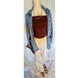High Rise White Flared Jeans, Comfort Stretch, Size 12 Short, New with Tags
